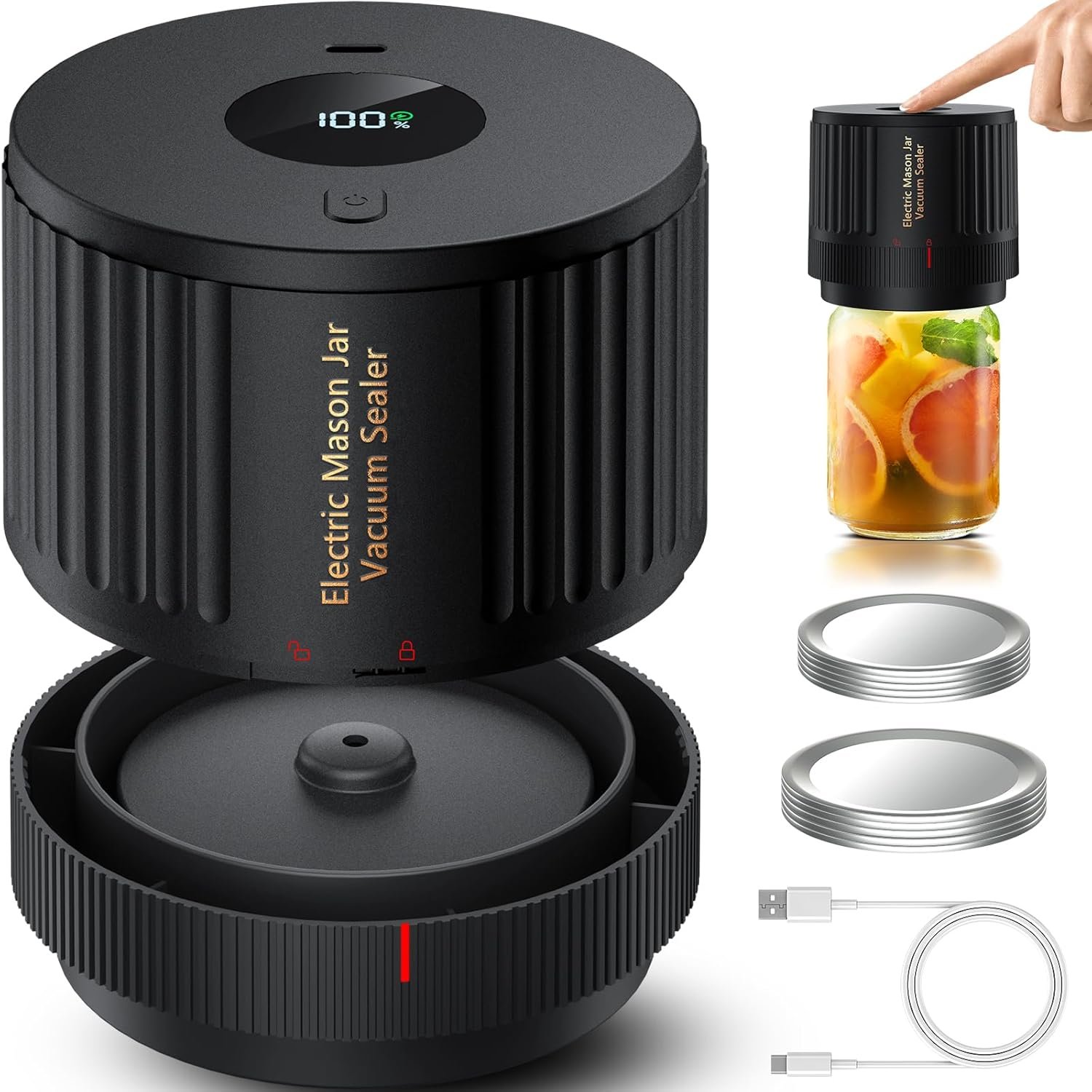 LOVE MOMENT Electric Mason Jar Vacuum Sealer Kit | for Wide Mouth and Regular Mouth Mason Jar