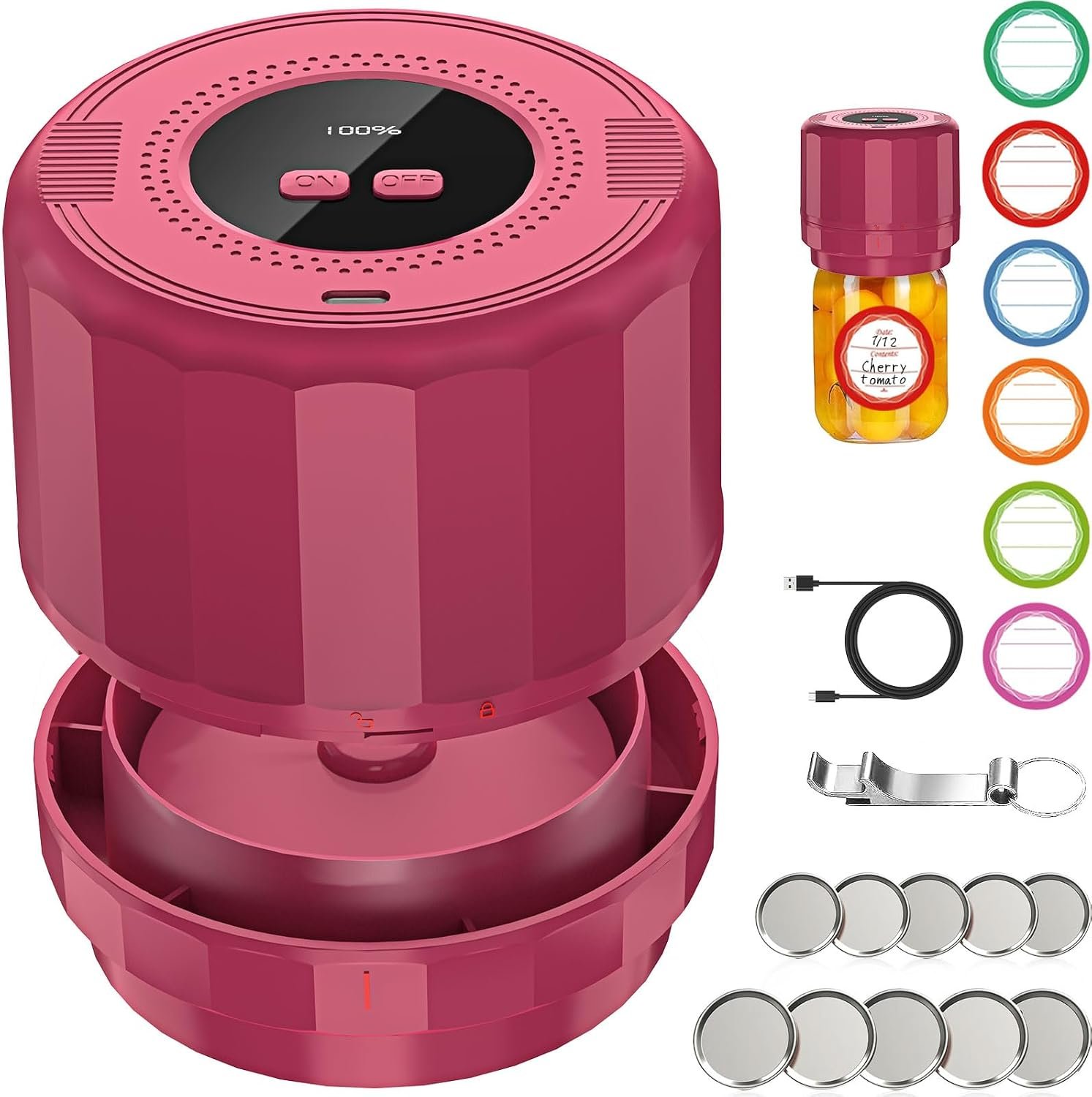 UNERVER M11 Mason Jar Vacuum Sealer – Electric Mason Jar Vacuum Sealer Kit with Wide and Regular Mouth Mason Lids, Jar Vacuum Sealer for Canning Jars, Vacuum Sealing Machine for Food Storage