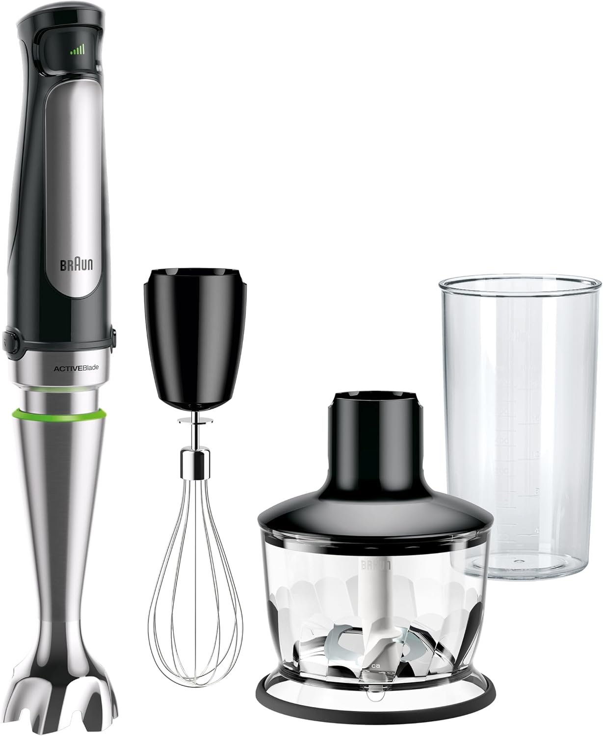 Braun MultiQuick 7 3-in-1 Immersion Blender & Food Processor | #1 Hand Blender Brand, Adjustable Speed Control, Ergonomic Handle, Detachable Attachments, Beaker, Whisk, 2 Cup Chopper