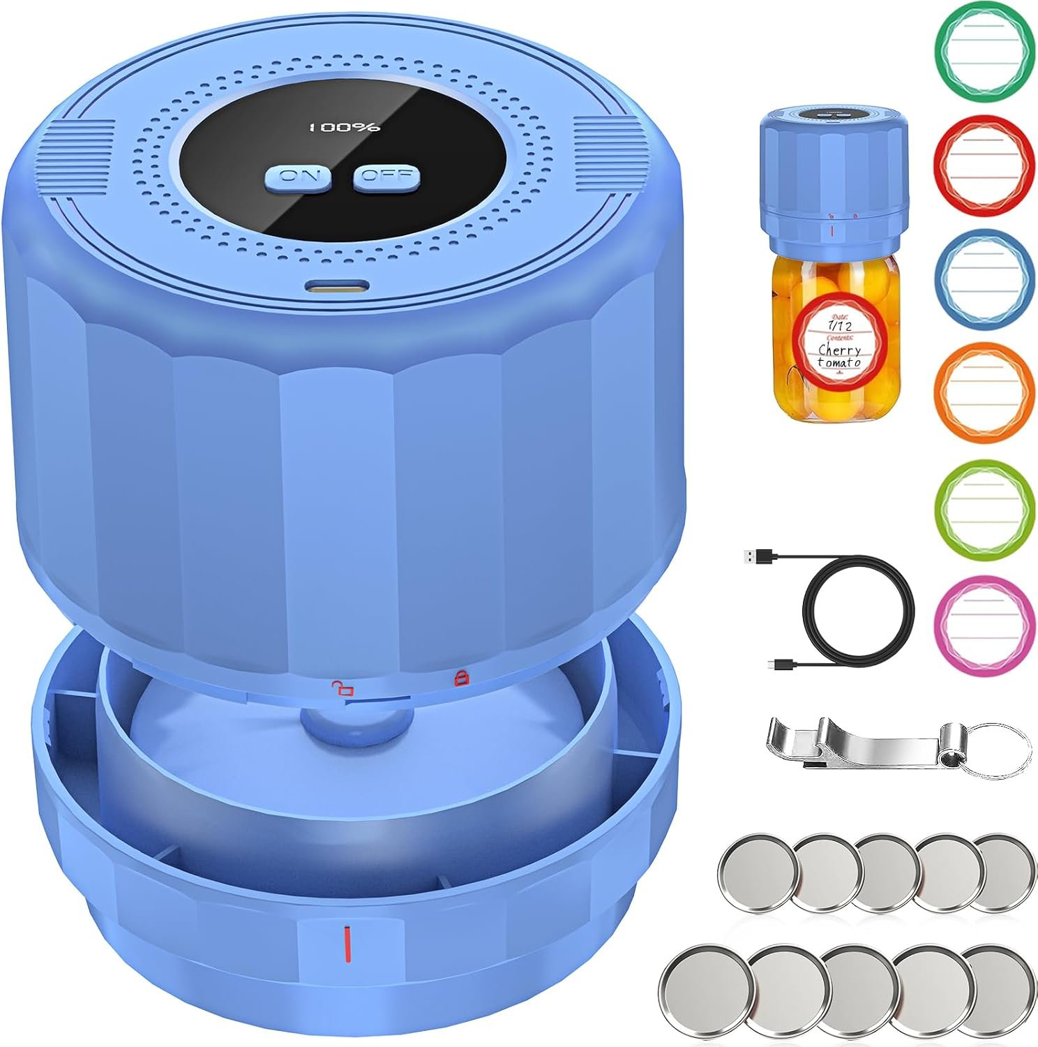 UNERVER M11 Mason Jar Vacuum Sealer – Electric Mason Jar Vacuum Sealer Kit with Wide and Regular Mouth Mason Lids, Jar Vacuum Sealer for Canning Jars, Vacuum Sealing Machine for Food Storage