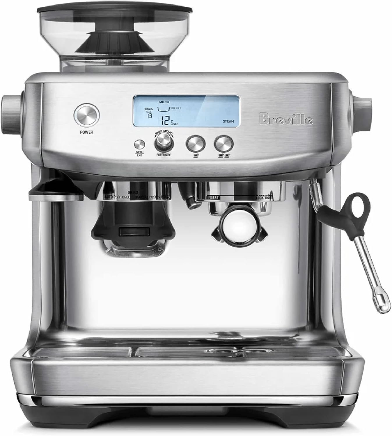 Breville BES878BSS Barista Pro Espresso Machine, Brushed Stainless Steel | Pull barista-quality espresso shots, lattes and cappuccinos at home with this manual coffee maker with built-in grinder