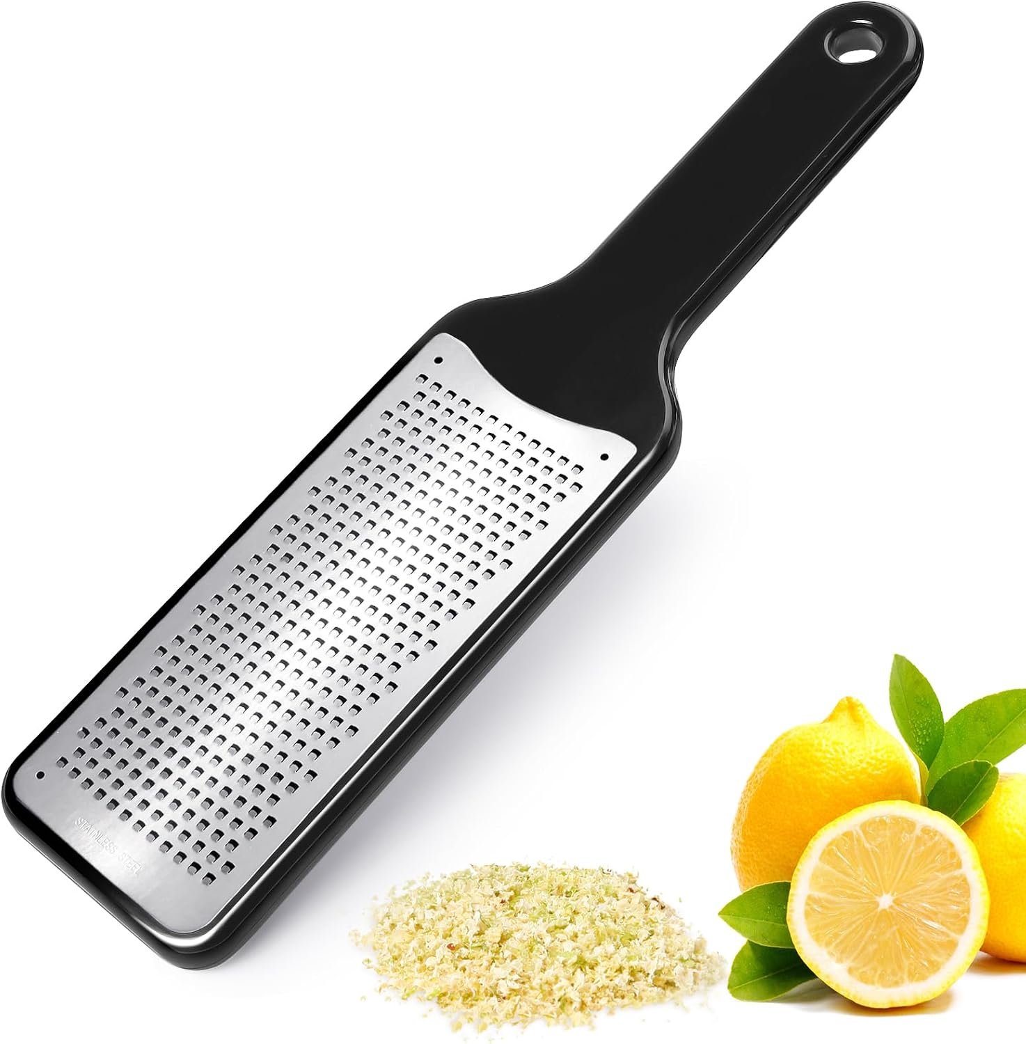 Citrus Lemon Zester Cheese Grater – Stainless Steel Kitchen Tool for Parmesan Cheese, Ginger, Garlic, Nutmeg, Chocolate, Fruits, Dishwasher Safe