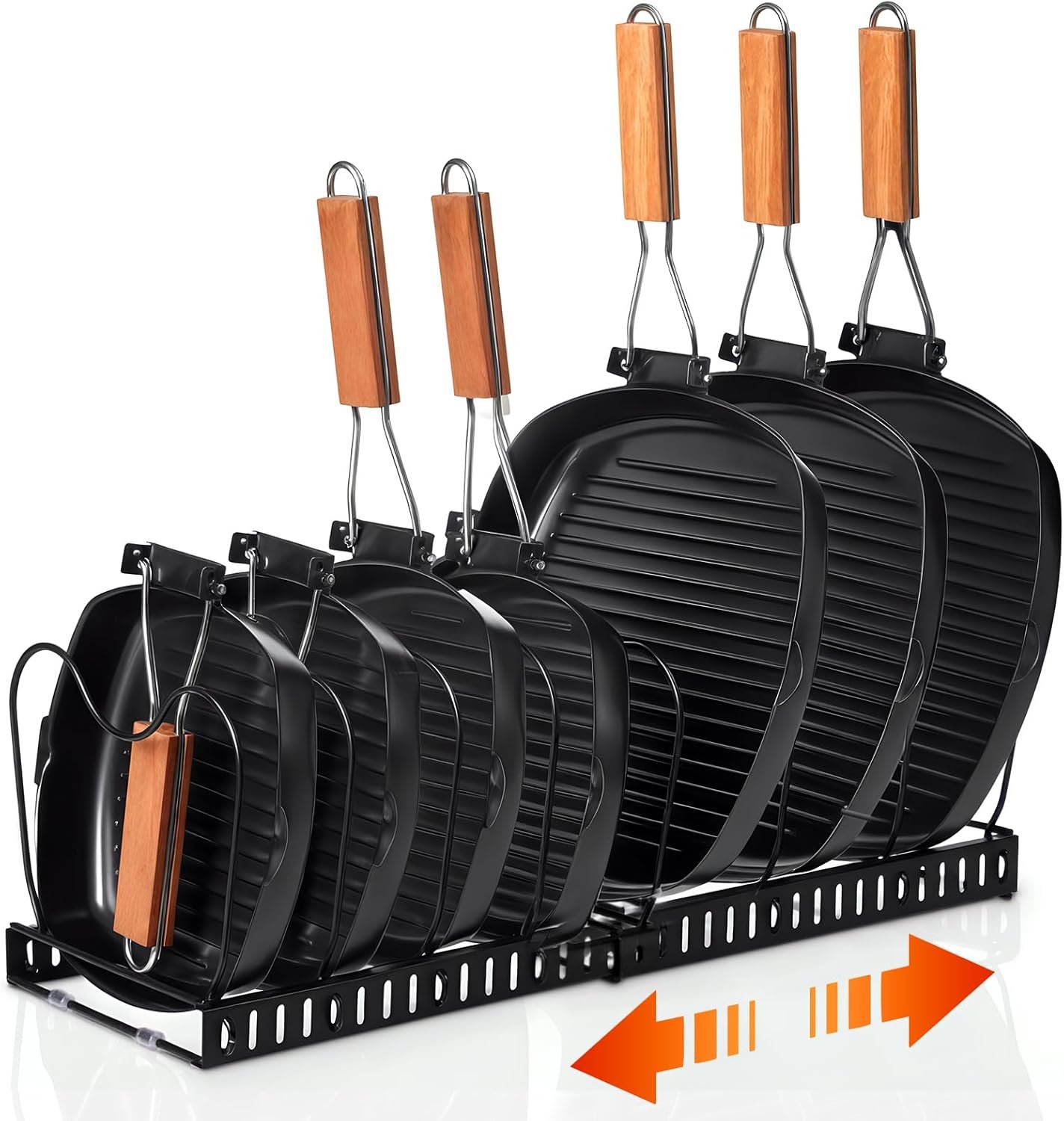 FrutPunch Pots and Pans Organizer,with 10 Adjustable Partitions | Rack for under Cabinet,Expandable Pot Lid Kitchen Cabinet Organizer Holder,Suitable for Kitchen Pan Organizers Inside Cabinet