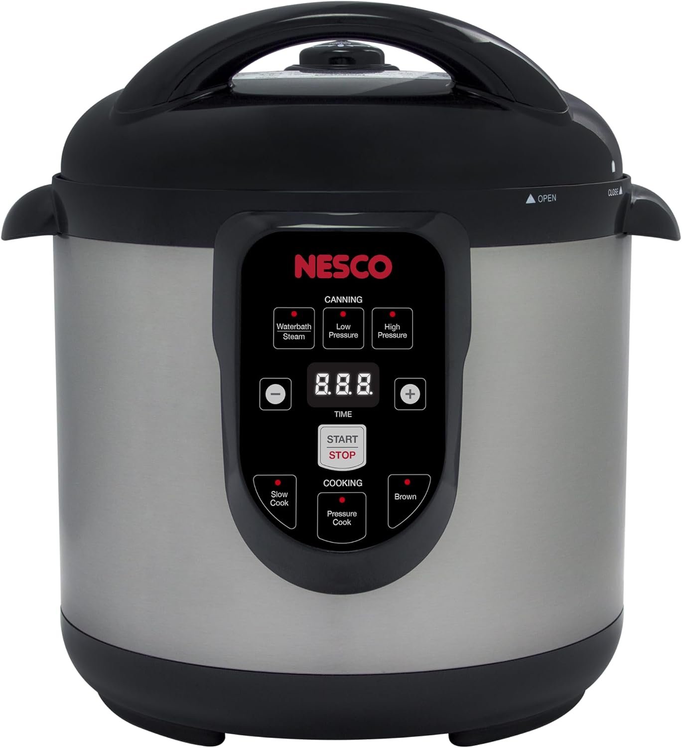 NESCO NPC‑9 Smart Electric Pressure Canner and Cooker for Home Food Preservation, 9.5‑Quart Stainless Steel with Digital Controls