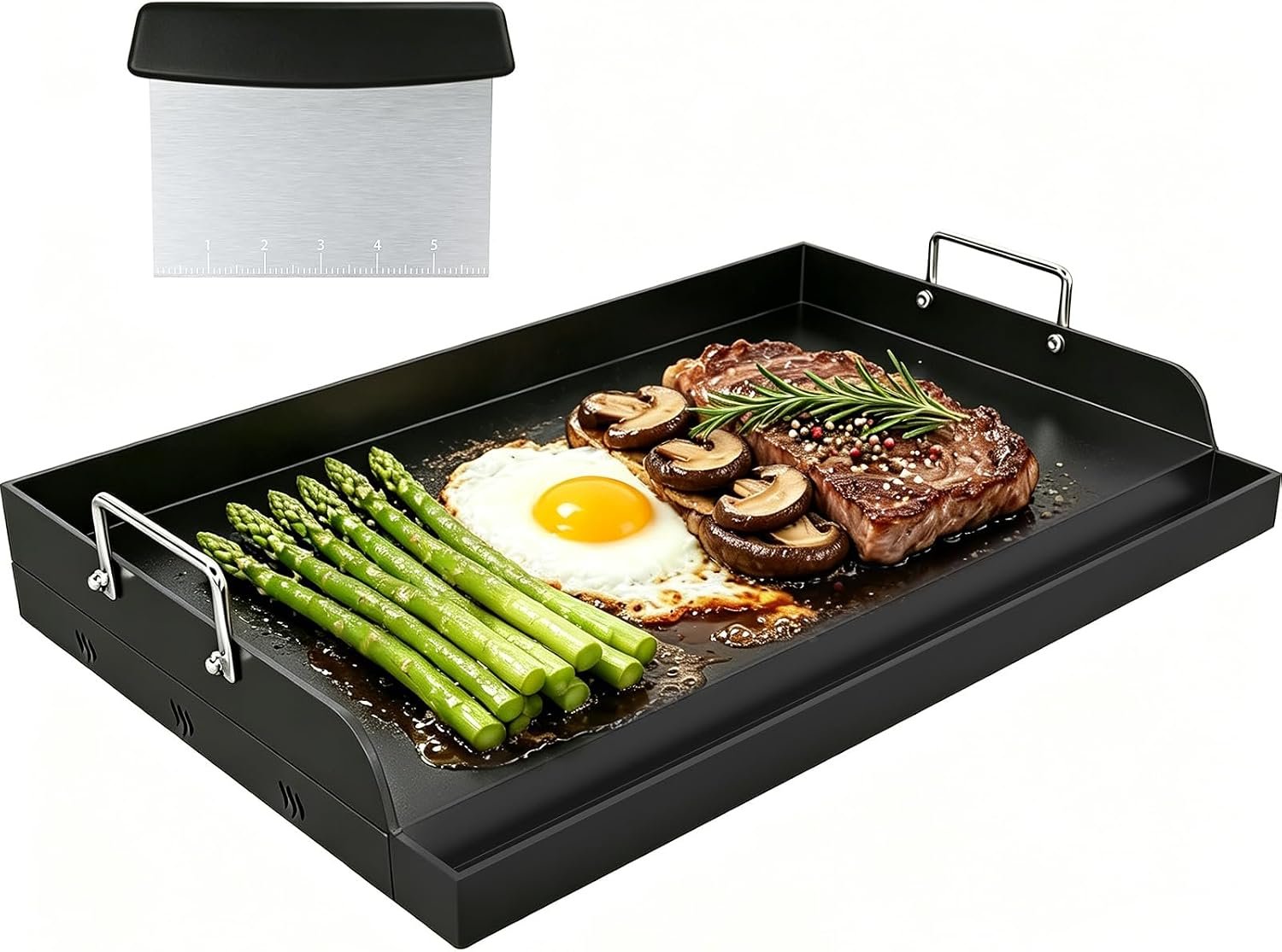 COZEER Cast Iron Griddle 17＂×13＂,Nonstick Griddle for Gas Grill with Groove | Universal, Muti-Purpose, Pre-Seasoned, Upgrated, for Camping, Tailgating, Paties