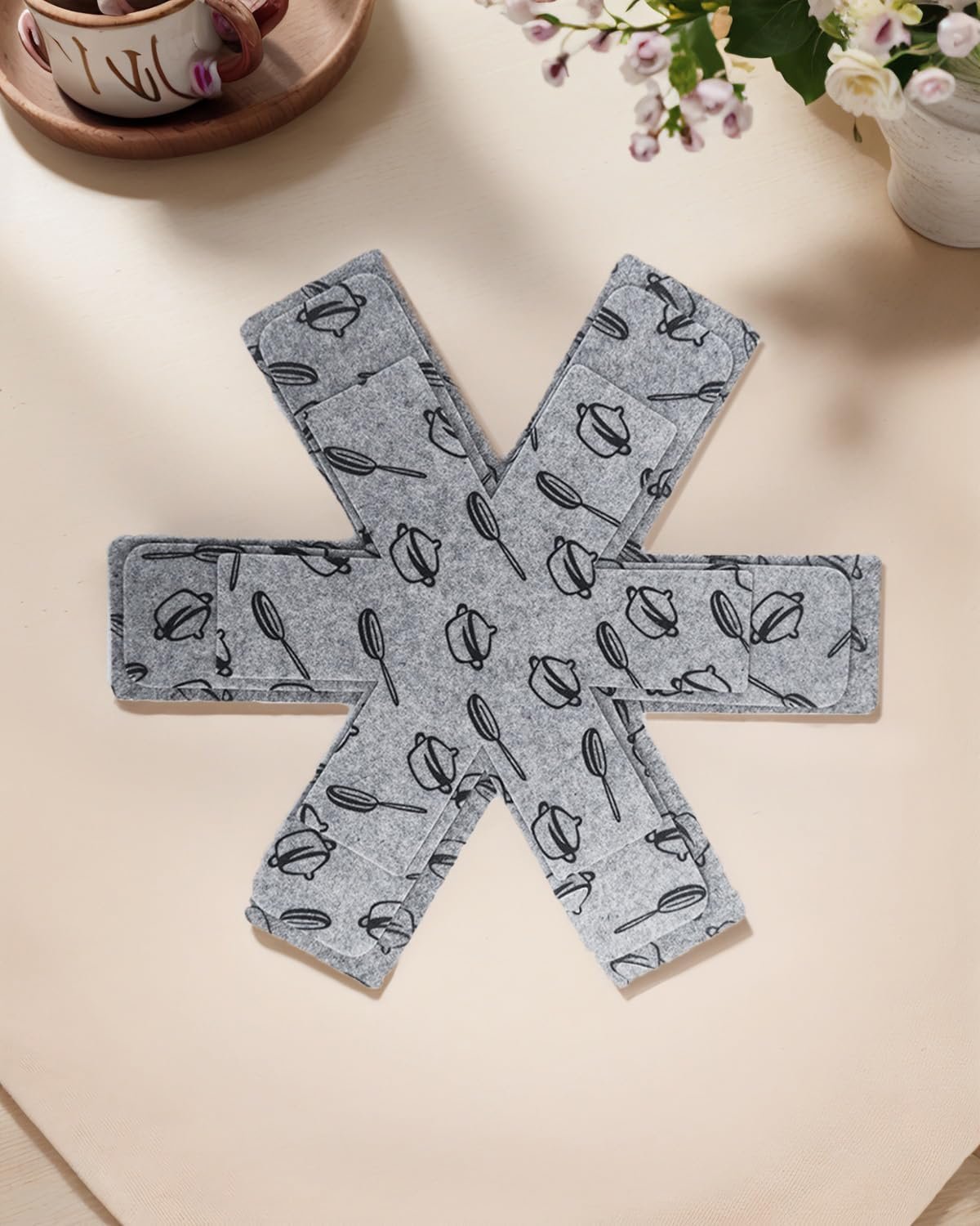 3PCS Non-Woven Pot Trivets, Set of 3 in Gray – 10.24inch, 14.17inch, 14.96inch, Multi-Purpose Heat Insulation Pot and Pan Protectors for Kitchen, Durable and Washable