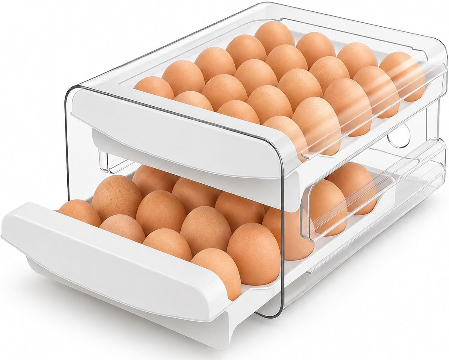 Egg Holder for Fridge, 40-Count Egg Organizer for Refrigerator with Drawers