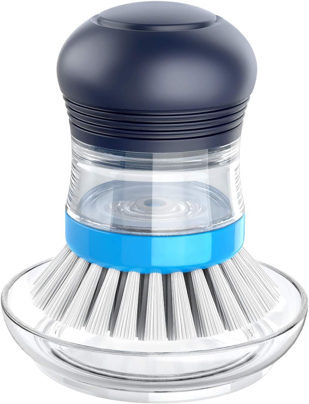 MR.SIGA Soap Dispensing Palm Brush Storage Set, 1 Pack, Navy/Blue | Dish brush with soap dispenser, palm scrubber, palm scrub brush, ideal for kitchen and dishes cleaning