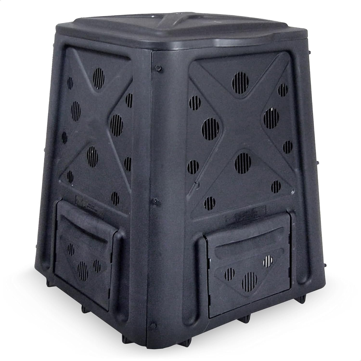 Redmon Outdoor Compost Bin with Lift Off Lid, 4-Door Access & Vent Holes, 65 Gallon, Black – Composting Bin Container for Kitchen Food Waste Recycling | 4 Door Access Composting Bin Container for Kitchen Food Waste Recycling