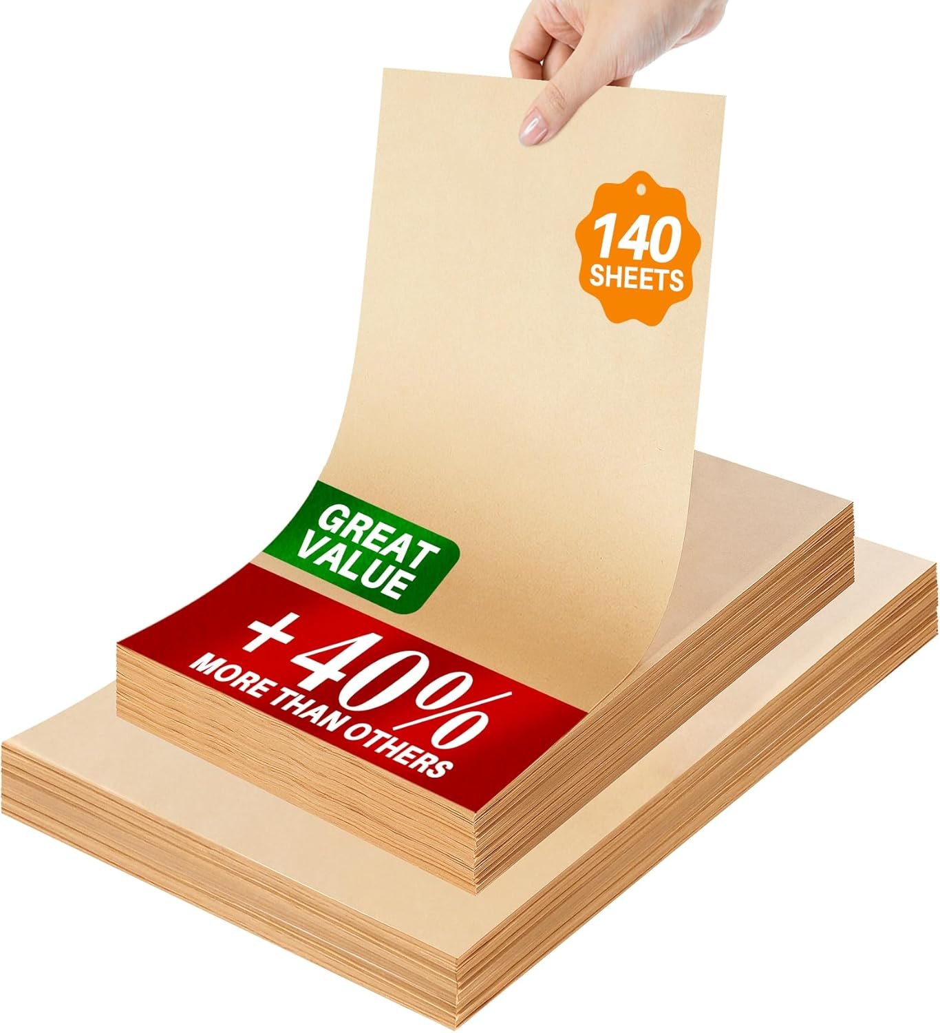 140 Parchment Paper Sheets 9×13 Inch | Precut Unbleached Baking Paper Sheets for Oven, Air Fryer, Cookies, Bread, Pizza | Non-Stick, Greaseproof Liners | Natural Brown Parchment for Baking