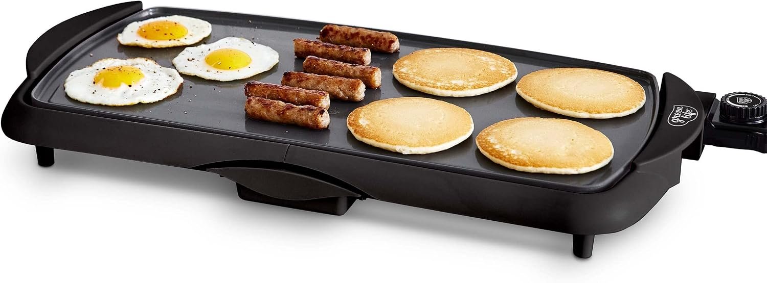 GreenLife 20″ Extra Large Electric Griddle, Black | PFAS-Free Ceramic Nonstick Coating, Temperature Control, Removable Dishwasher Safe Drip Tray, Pancakes, Eggs, Omelet, Burgers