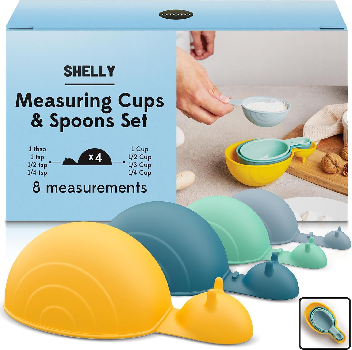 OTOTO Measuring Spoons Set – Teaspoons for Dry & Liquid Ingredients, BPA-free & Dishwasher Safe, Funny Gifts, Baking Accessories, Unique Kitchen Gadgets (Shelly)