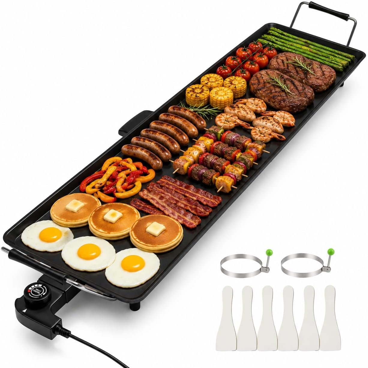 DORTALA 35″ Extra Large Electric Griddle 2000W | Outdoor Flat Top Grill | Nonstick Cooking Surface | BBQ, Breakfast, Pancakes, Burgers, Steak, Bacon & Family Parties