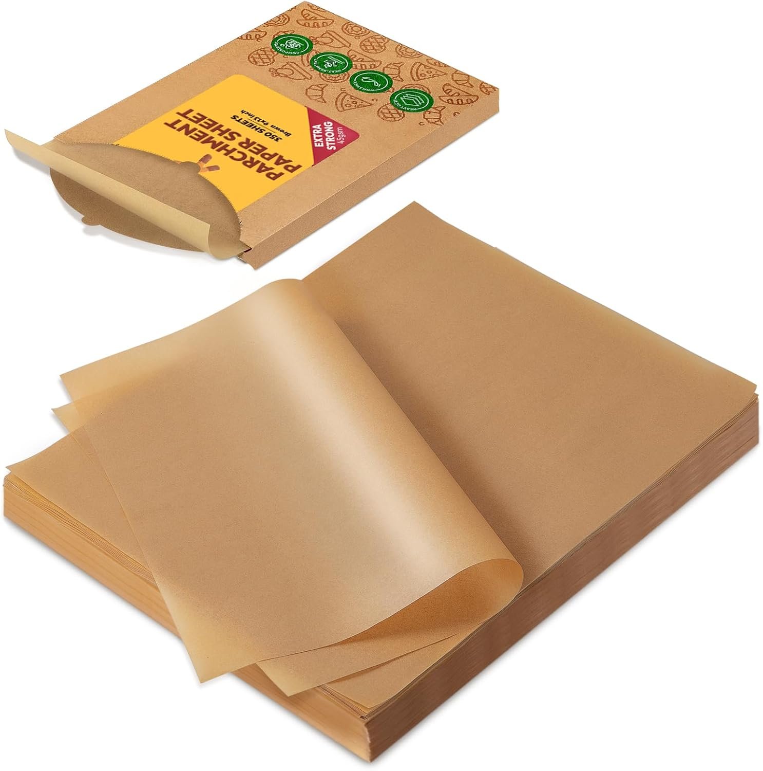 Katbite 350Pcs 9×13 In Parchment Paper Sheets, Heavy Duty Unbleached Baking Paper, Non-stick & Oil Proof for Oven, Air Fryer, Grilling, Steaming and Cooking Bread