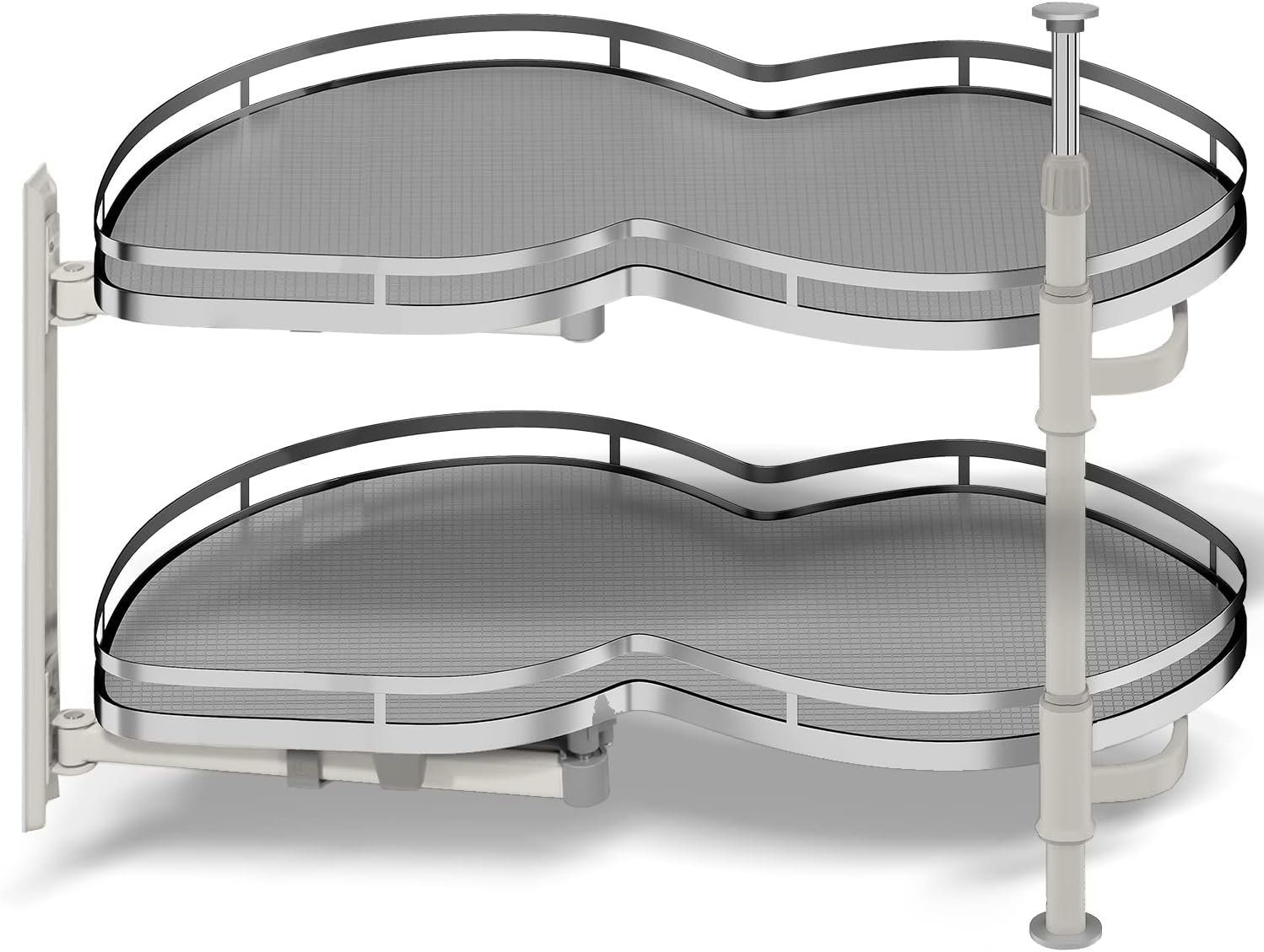 Blind Corner Cabinet Pull Out Organizer, Soft Close Swing Left Pull Out Cabinet Organizer 36inch, Corner Cabinet Lazy Susan for Corner Cabinet Blind Shelf, 2 Tiers Tray, Adjustable Height