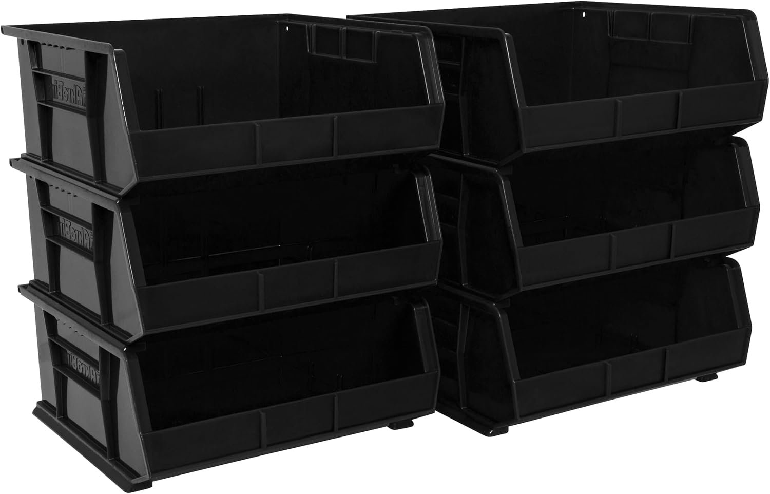 Akro-Mils 30250 AkroBins Plastic Storage Bins, 15″x16″x7″, Black, 6-Pack | Space-Saving Stackable Bins for Garage, Pantry, Craft Organization