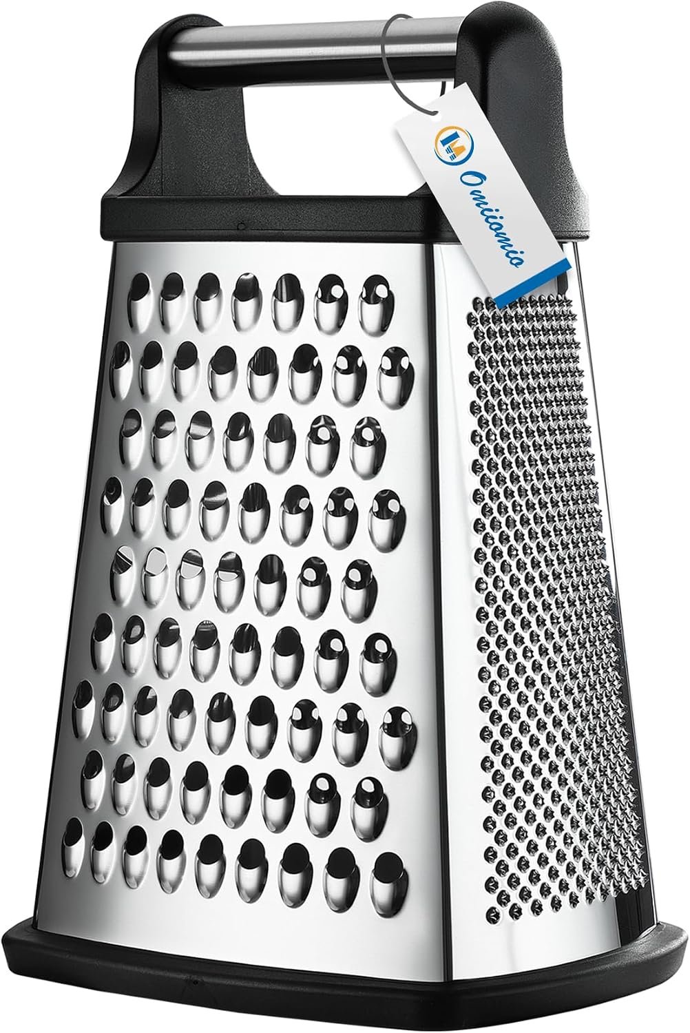 Professional Cheese Grater – Stainless Steel, XL Size, 4 Sides – Perfect Box Grater for Parmesan Cheese, Vegetables, Ginger – Dishwasher Safe – Black