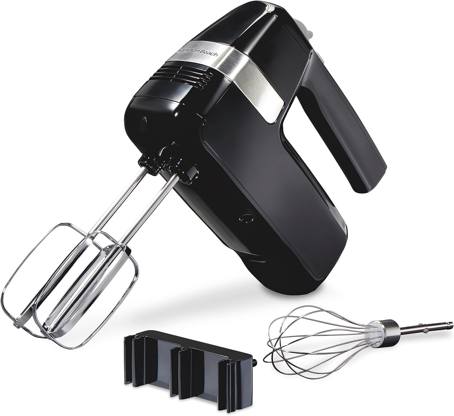 Hamilton Beach Electric Hand Mixer With 6 Speeds + Stir Button | 300 Watts of Peak Power for Powerful Mixing | Includes Whisk and Storage Clip | Black | 62628