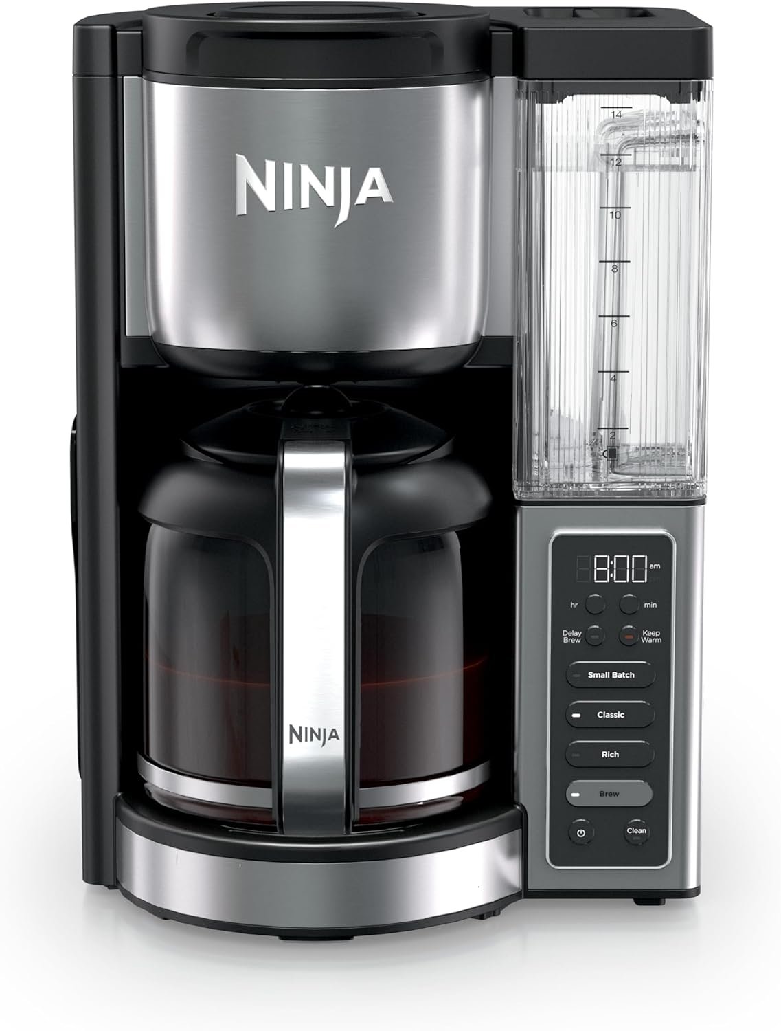Ninja Fresh Brew Coffee Maker, 14 Cup Glass Carafe, Stainless, CE451AMZ | Programmable, Classic & Rich brew, 70-oz. Removable Water Reservoir, Small Batch, 24-hr Delay Brew, Adjustable Warming Plate
