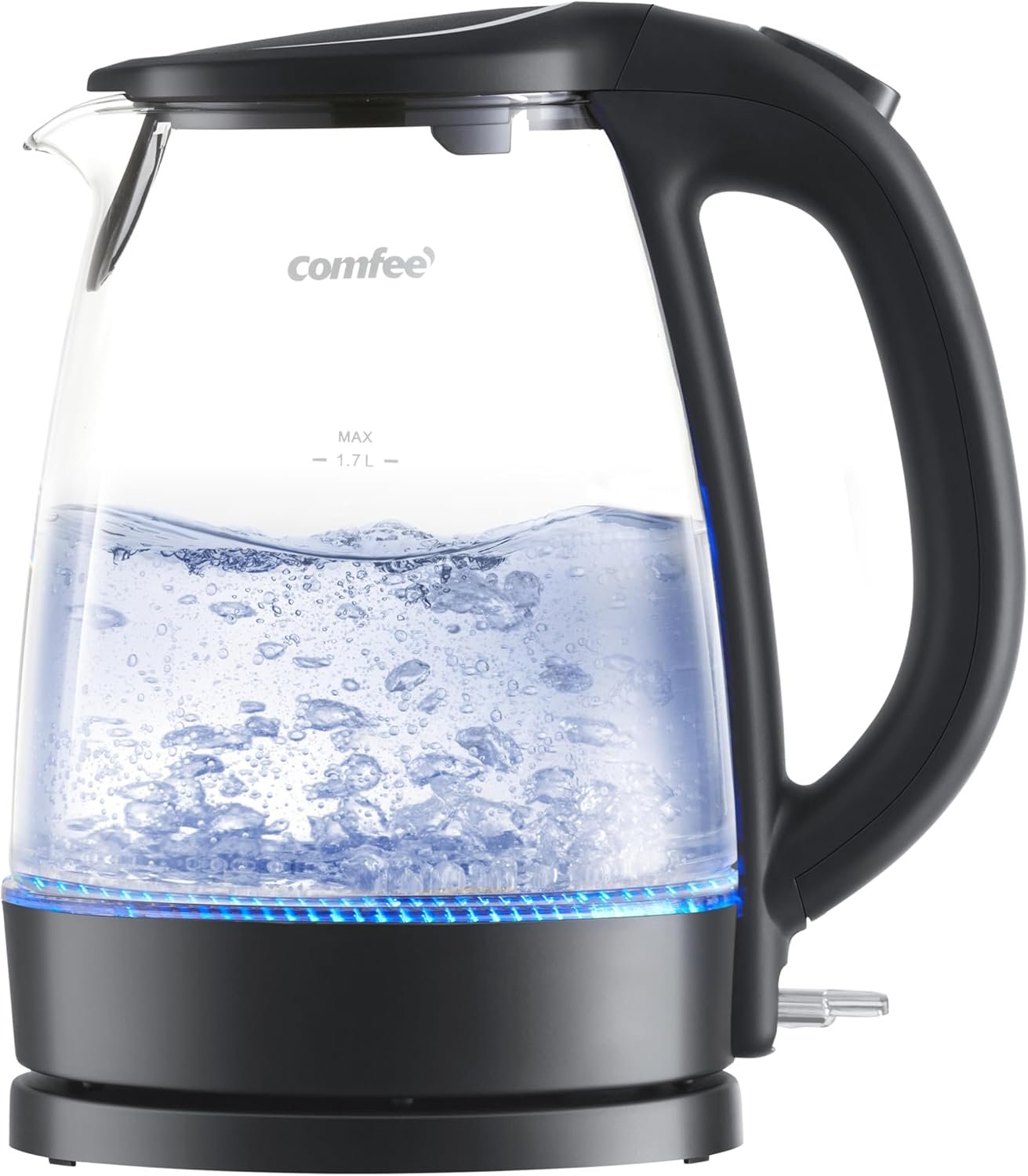 COMFEE’ Glass Electric Kettle, 1.7L Fast Boil with LED Indicator