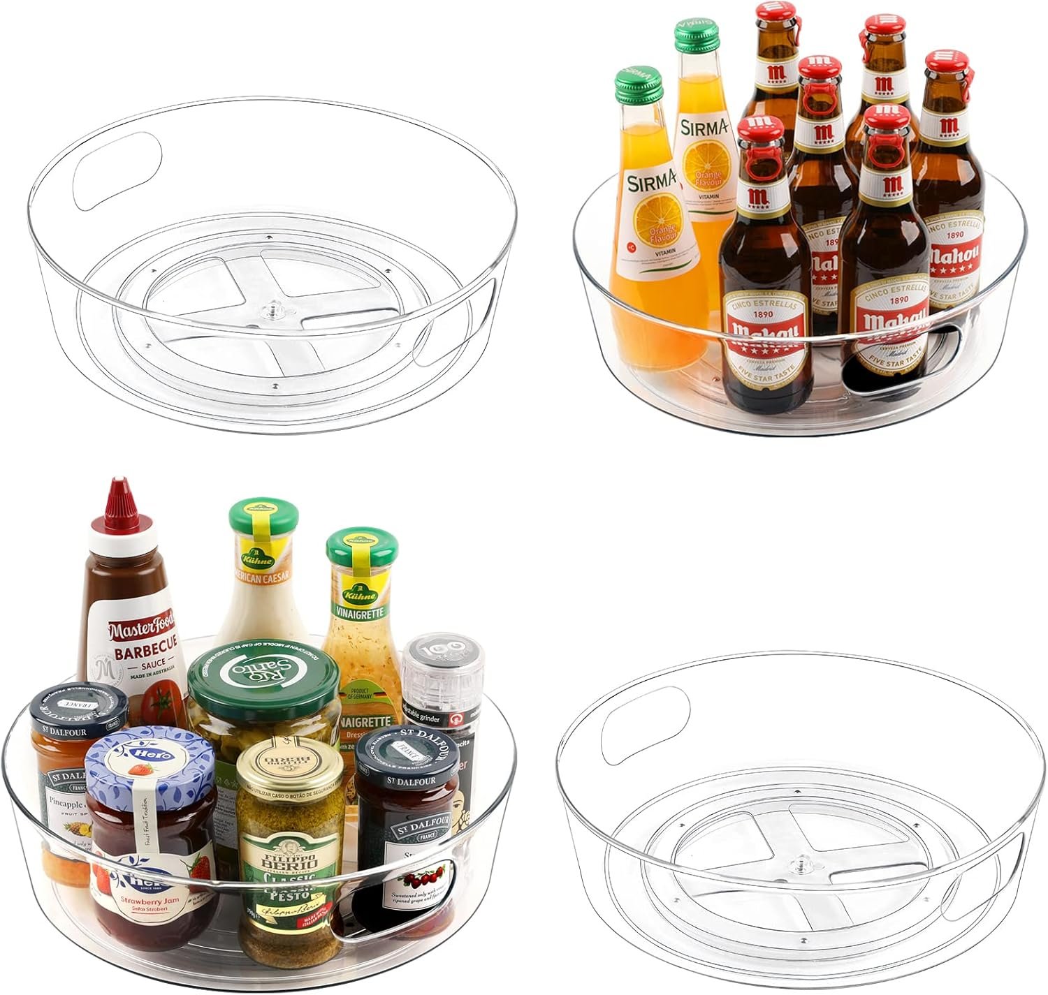 Guzon 4 Pack Lazy Susan Turntable, 11.5″ Rotating Organizer with Handles | Pantry Organizers and Storage, Clear BPA-Free Spice Rack for Cabinet, Kitchen, Refrigerator, Table Top, Pantry, Countertop