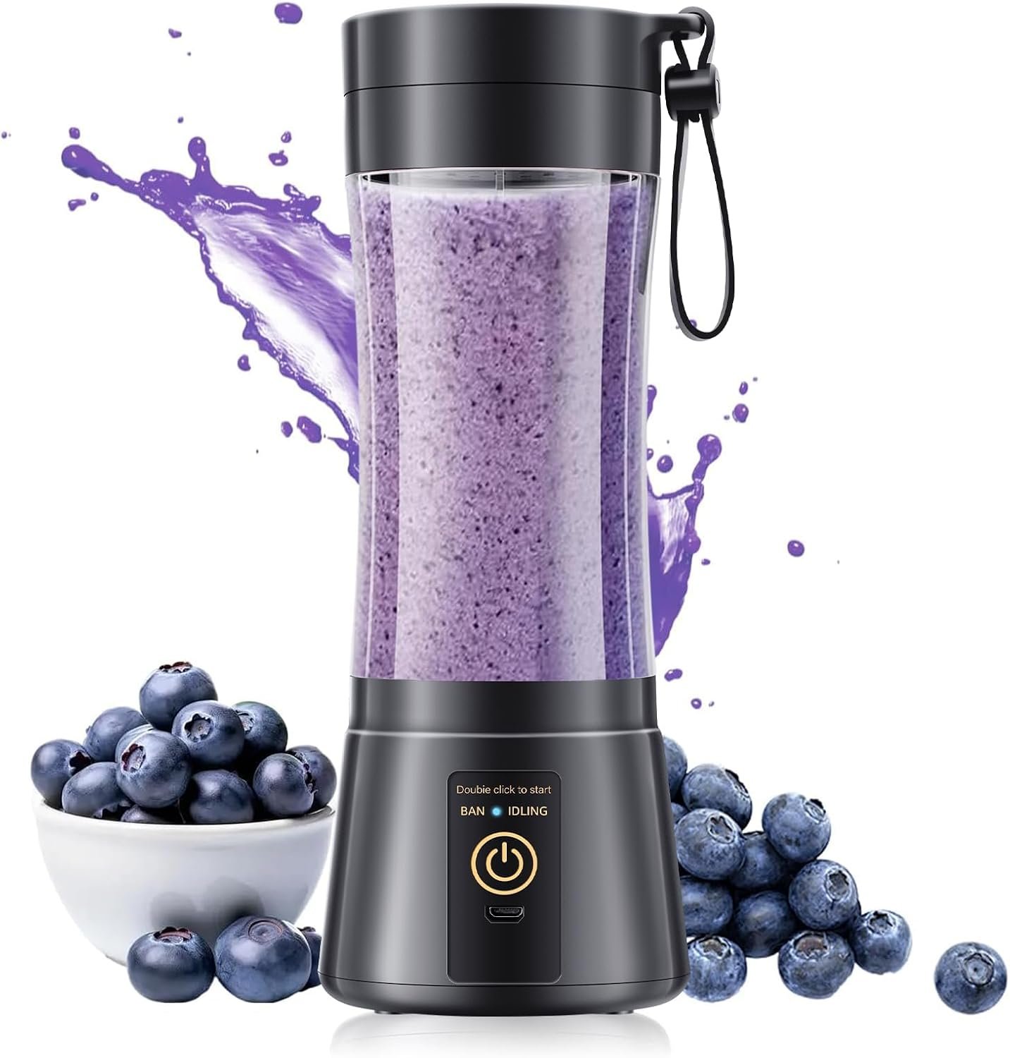 Cordless Portable Mini Blender – 12oz Personal Size Smoothie Blender | Lightweight Small Blender, 6 Steel Blades, BPA-Free, Quick Blend, Easy Clean, Leak-Proof, Freshly Squeezed in Sports/Office