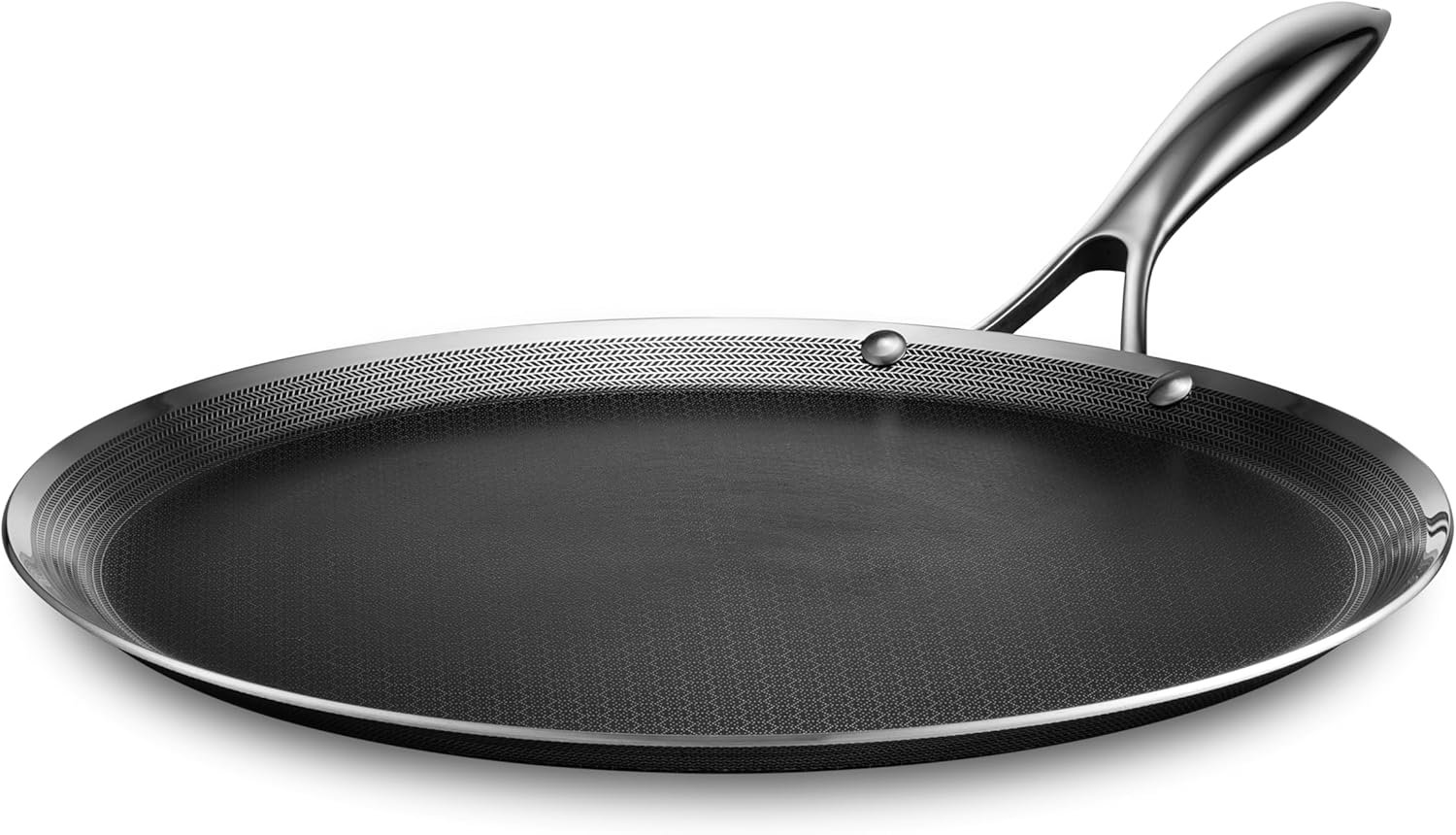 HexClad 13″ Hybrid Nonstick Griddle Pan, BBQ, Dishwasher and Oven Safe | Stay-Cool Handles, Dishwasher and Oven Safe up to 900°F, Compatible with All Cooktops