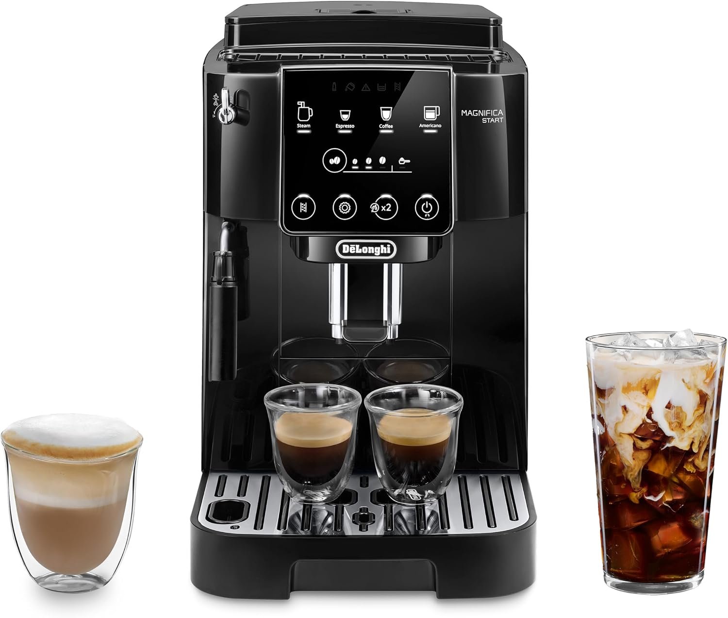 De’Longhi Magnifica Start Automatic Espresso Machine, Milk Frother, Black | #1 Worldwide Espresso Machine Maker, 3 One-Touch Recipes, Frother, Built-In Grinder, Easy to Clean