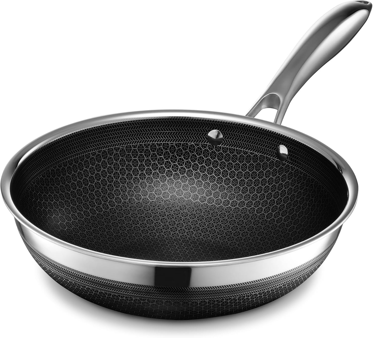 HexClad 10″ Hybrid Nonstick Wok, Dishwasher and Oven Safe, Induction-Ready | Stay-Cool Handles, Dishwasher and Oven Safe up to 900°F, Compatible with All Cooktops