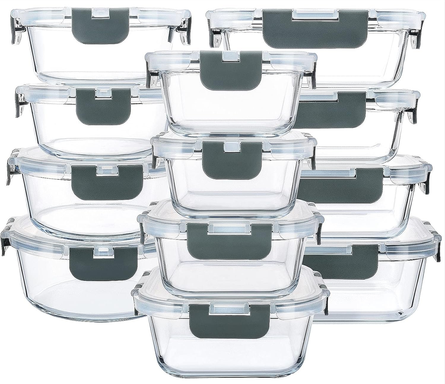 M MCIRCO 24-Piece Glass Food Storage Containers with Upgraded Snap Locking Lids,Glass Meal Prep Containers Set – Airtight Lunch Containers, Microwave, Oven, Freezer and Dishwasher | Glass Meal Prep Containers,Airtight Lunch Containers with Lids, Microwave, Oven, Freezer and Dishwasher Friendly, BPA Free