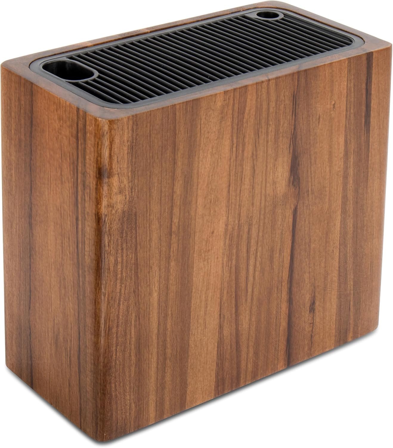 RedCall Acacia Wood Knife Storage Block – Universal Large Knife Block for Countertop, Wooden Knife Holder Organizer with Scissors & Sharpening Rod Slots – Kitchen Knife Block Storage for 15 Knives
