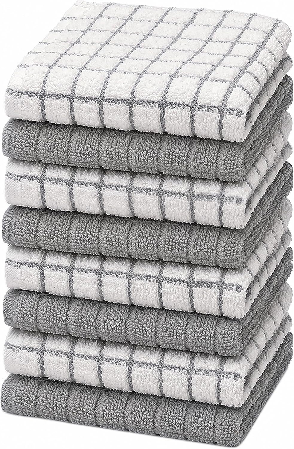 Bumble Dish Cloths (8-Pack), 100% Cotton Kitchen Towels, 12″x12″ – Gray | 405 GSM | Soft, Highly Absorbent & Durable Dish Towels for Kitchen