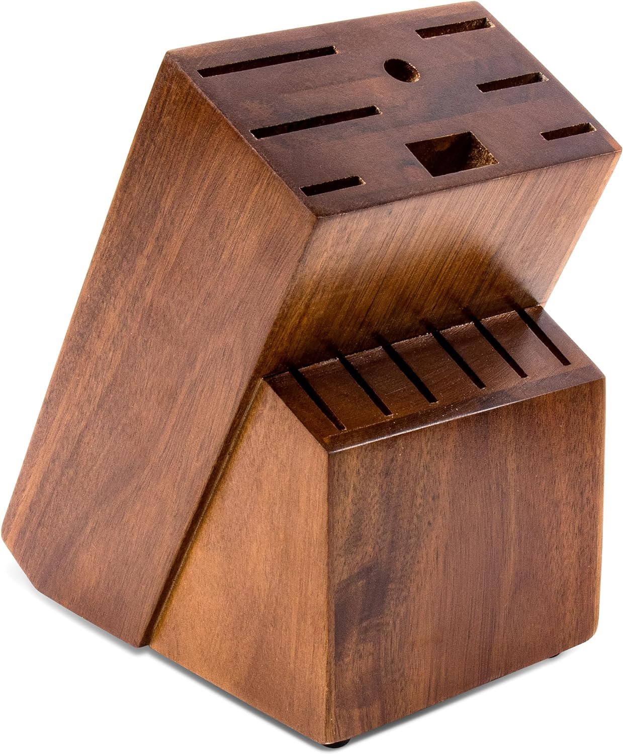 RedCall Universal Knife Block Without Knives – 14 Slot Wooden Knife Holder for Countertop, Large Bamboo Knife Storage Organizer, Butcher Block Knife Stand for Kitchen