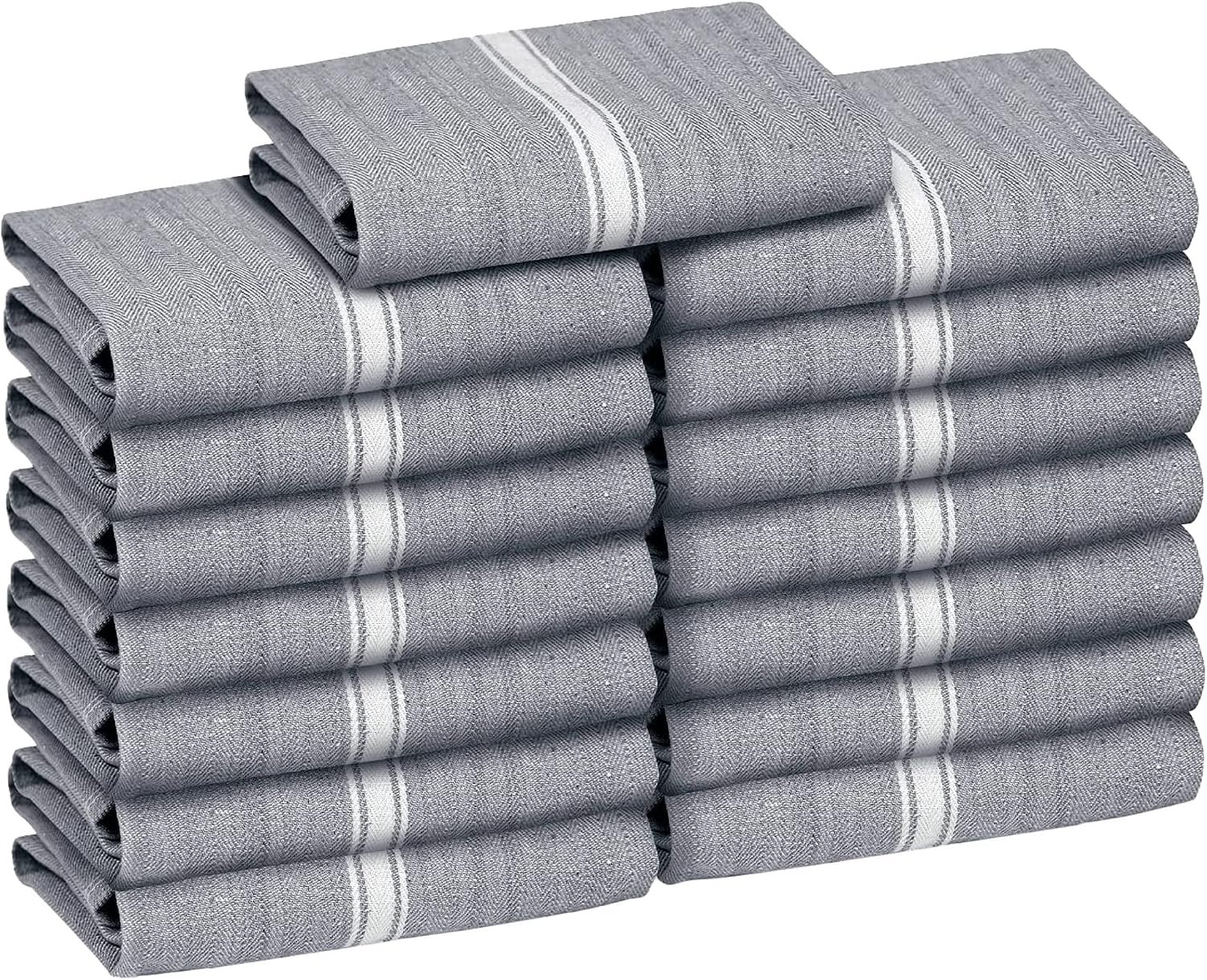 Zeppoli Classic Kitchen Towels – 15 Pack 100% Natural Cotton Towel Set, Reusable Wash Cloths, Absorbent Dish Towels, Machine Washable Hand Towels, Kitchen Essentials – 14” by 25” – Black