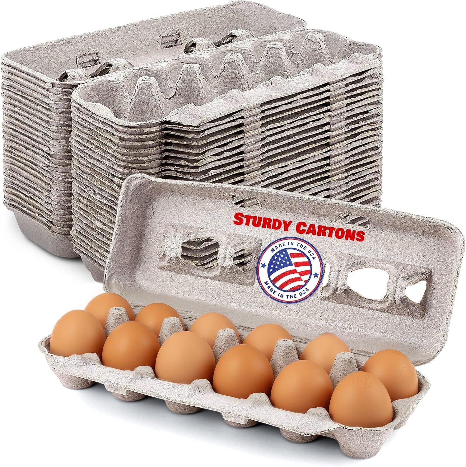 MT Products Blank Natural Pulp Egg Cartons Holds Up to Twelve Eggs – 1 Dozen – Strong Sturdy Egg Crate Cardboard Material Perfect For Storing Extra Eggs (25 Pieces) – Made in the USA