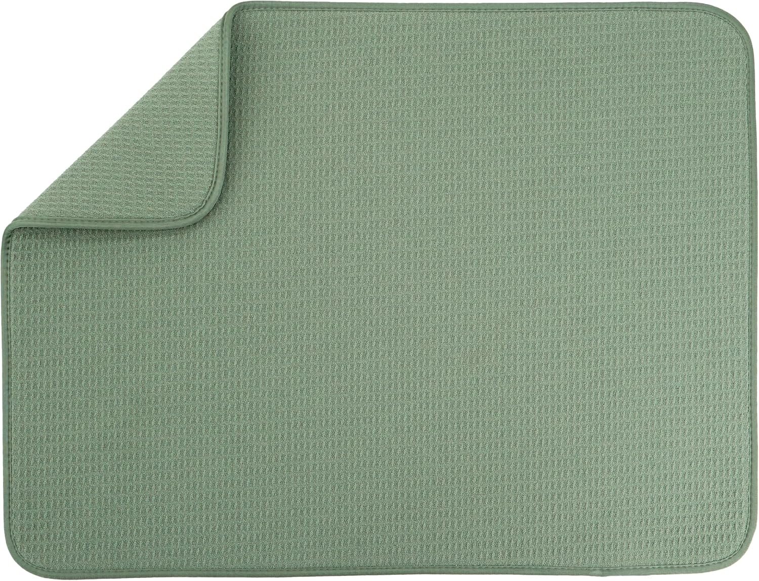 S&T INC. Dish Drying Mat, 18″ x 24″, XL, Green Sage | Absorbent Microfiber, Extra Large Kitchen Counter Mat for Dishes, Utensils, Pots and Pans, Machine Washable
