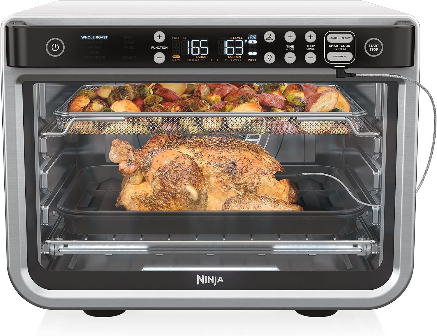 Ninja Foodi Smart XL Air Fry Oven, 10-in-1, Silver, DT251 | Smart Cook thermometer, True Surround Convection to 450F, Air fry, roast, bake, broil