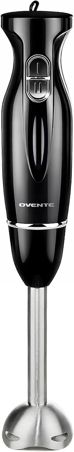 OVENTE Electric Corded Hand Blender, 300W with 2 Mixing Speeds Black HS560B | Handheld Immersion Stick Mixer with Stainless Steel Blades for Smoothies, Purees & Baby Food