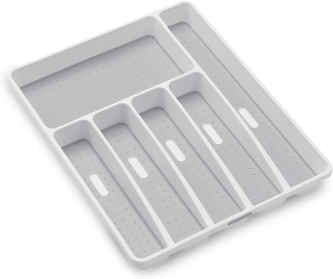madesmart Classic 6 Compartment Silverware Tray, White
