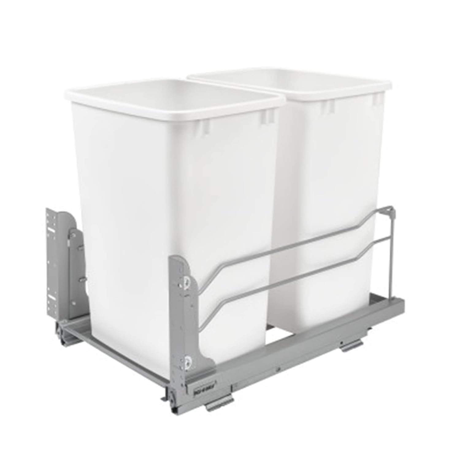 Rev-A-Shelf Double Pullout Trash Can w/Soft-Close Slides, 14.5″ Min Opening | Large Capacity Garbage/ Recycling Waste Bins for Under Kitchen Cabinets, Heavy Gauge Wire Construction, 53WC-1835SCDM-211