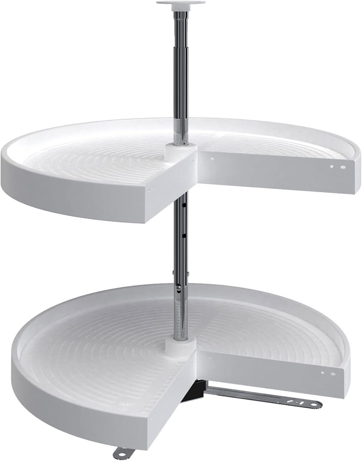 Rev-A-Shelf 24″ Pie-Cut Dual Tier Plastic Lazy Susan Organizer for Diagonal Corner Base Cabinets, Rotating Shelves for Kitchen Organization, 24″ W x 14.38″ D x 26″ H, White, LD-2942-24-11-1
