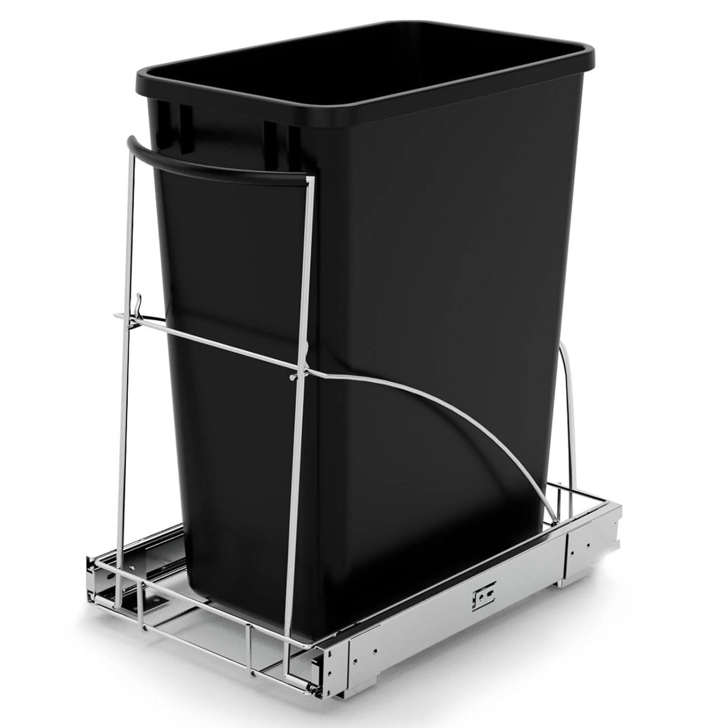 Tanamu Pull Out Trash Can Under Cabinet，Under Sink Slide Out Garbage for Kitchen，Requires 13″ W X 18″ D Minimum Cabinets，Not Included Can，Chrome Adjustable for 7-10 Gal Can | Slide Out Garbage for Kitchen, Adjustable 7-10 Gal Can, Silicone Handle Finish, Fits 13″W x18″D Min Opening, Can Not Included