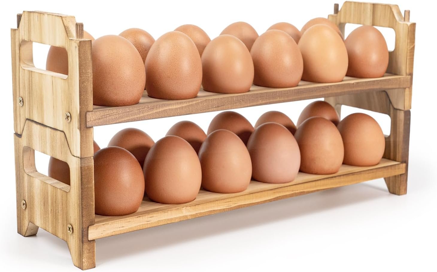 Yuoyar Wooden Fresh Egg Holder Countertop Stackable egg storage