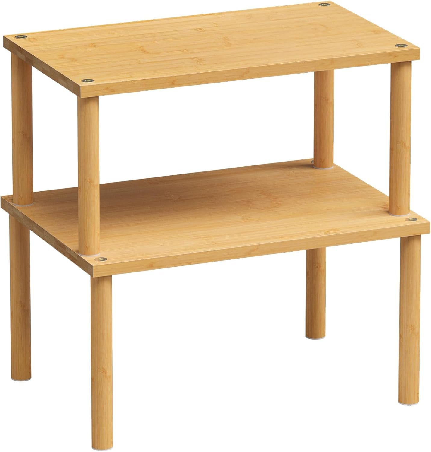 VERTORGAN 2 Pack Cabinet Organizer Shelf,Bamboo Countertop(Medium,Natural) | Kitchen Counter Shelves,Spice Rack Countertop and Cabinet,Cabinet Storage,Counter Organizer,Stackable Shelves