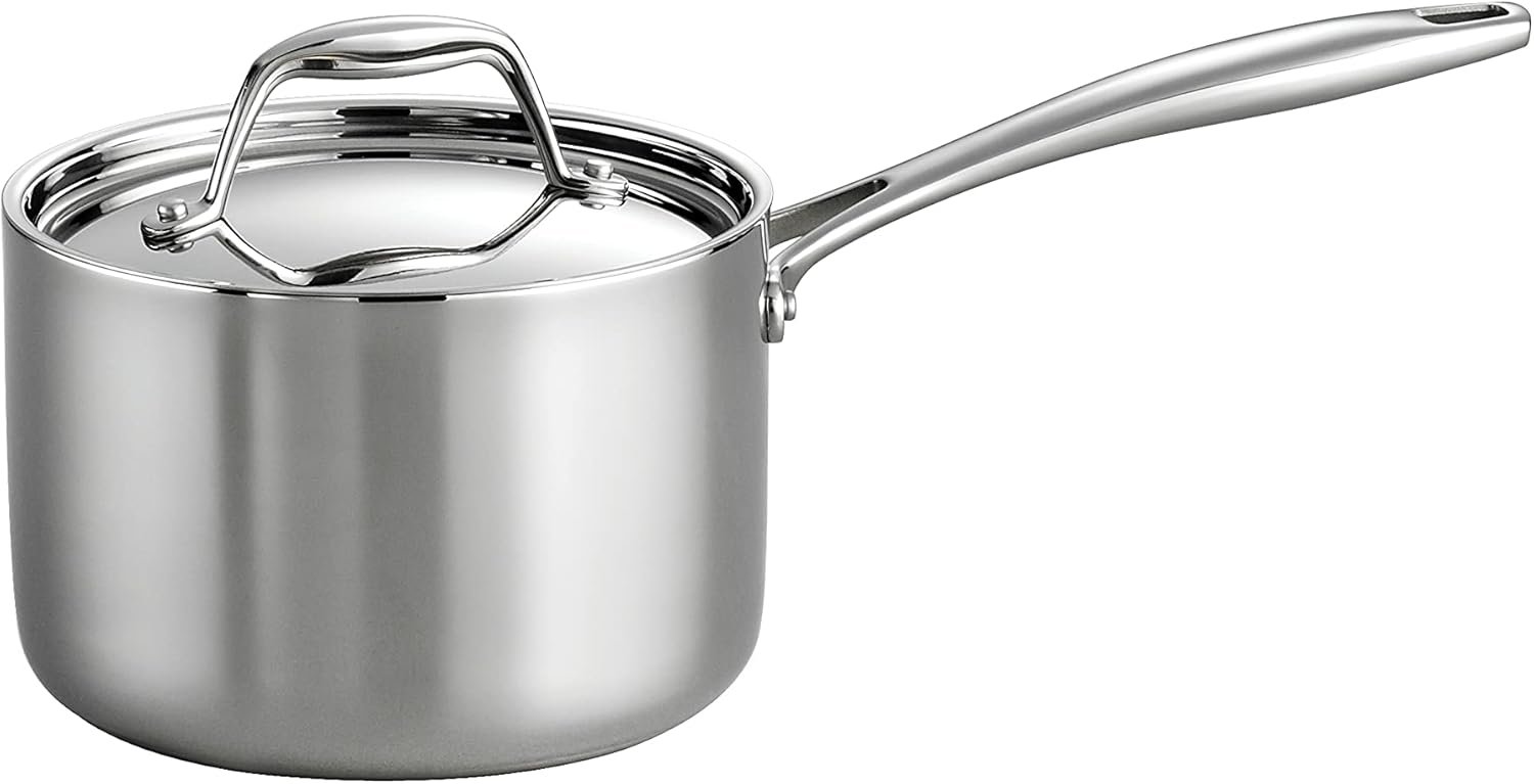 Tramontina Signature Tri-Ply Clad Stainless Steel 2-Quart Sauce Pan | Induction-Ready Saucepan with Lid, Dishwasher-Safe, NSF-Certified, Made in Brazil