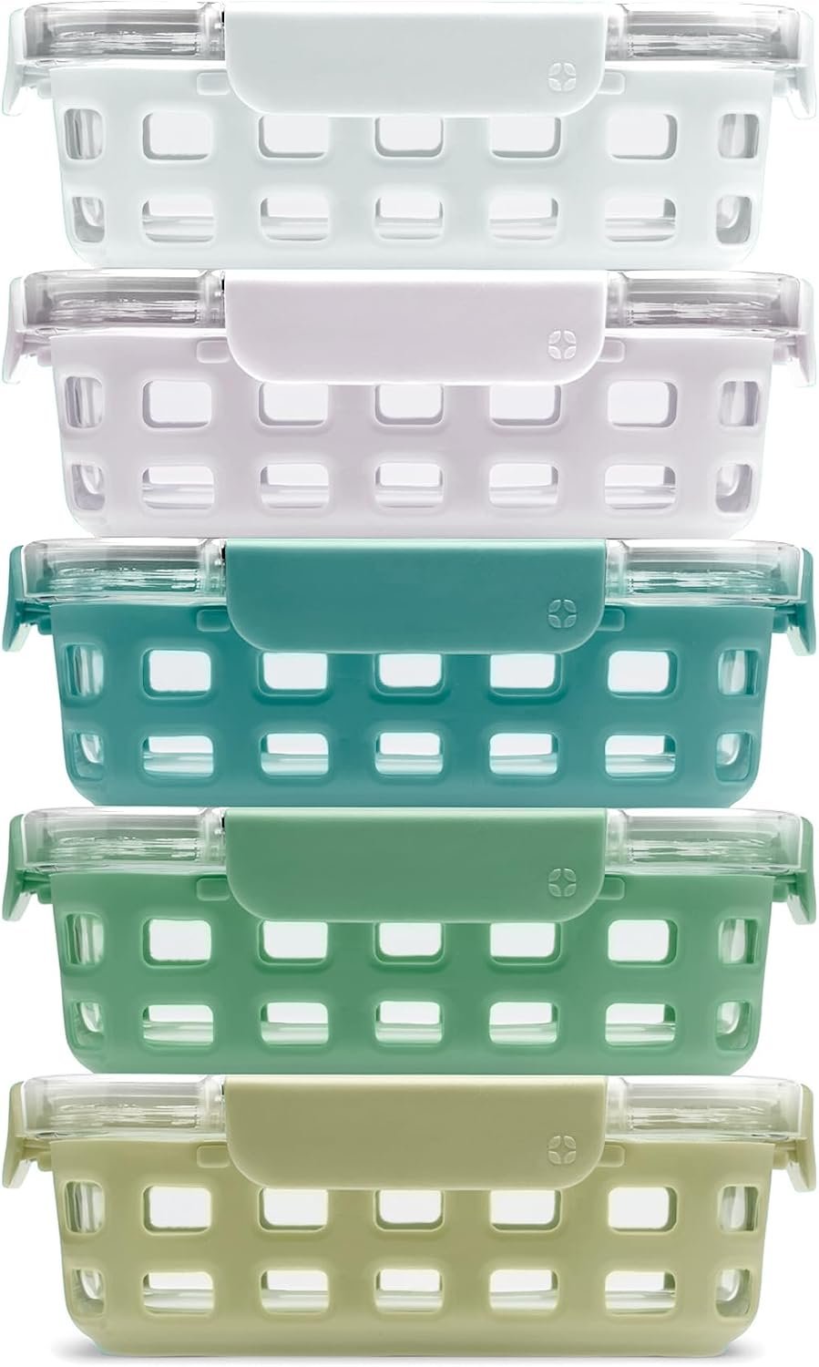 Ello Duraglass 3.4 Cup Glass Meal Prep Containers, 10 Pc, 5 Pack, Olive Tree