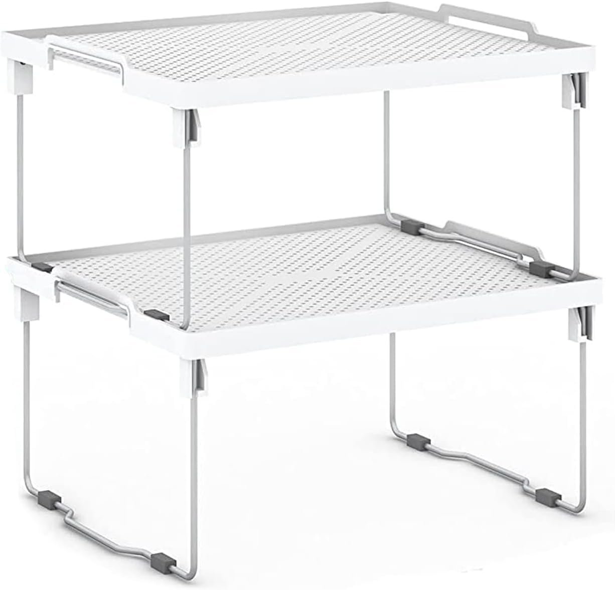 ums Kitchen Shelves Cabinet Organizer, Stackable Freezer Rack, Cupboard Box Organizer, Shelf Riser, Usable Storage Rack for Spice, Fridge Shelf Riser, (12×11 inch), Pack of 2