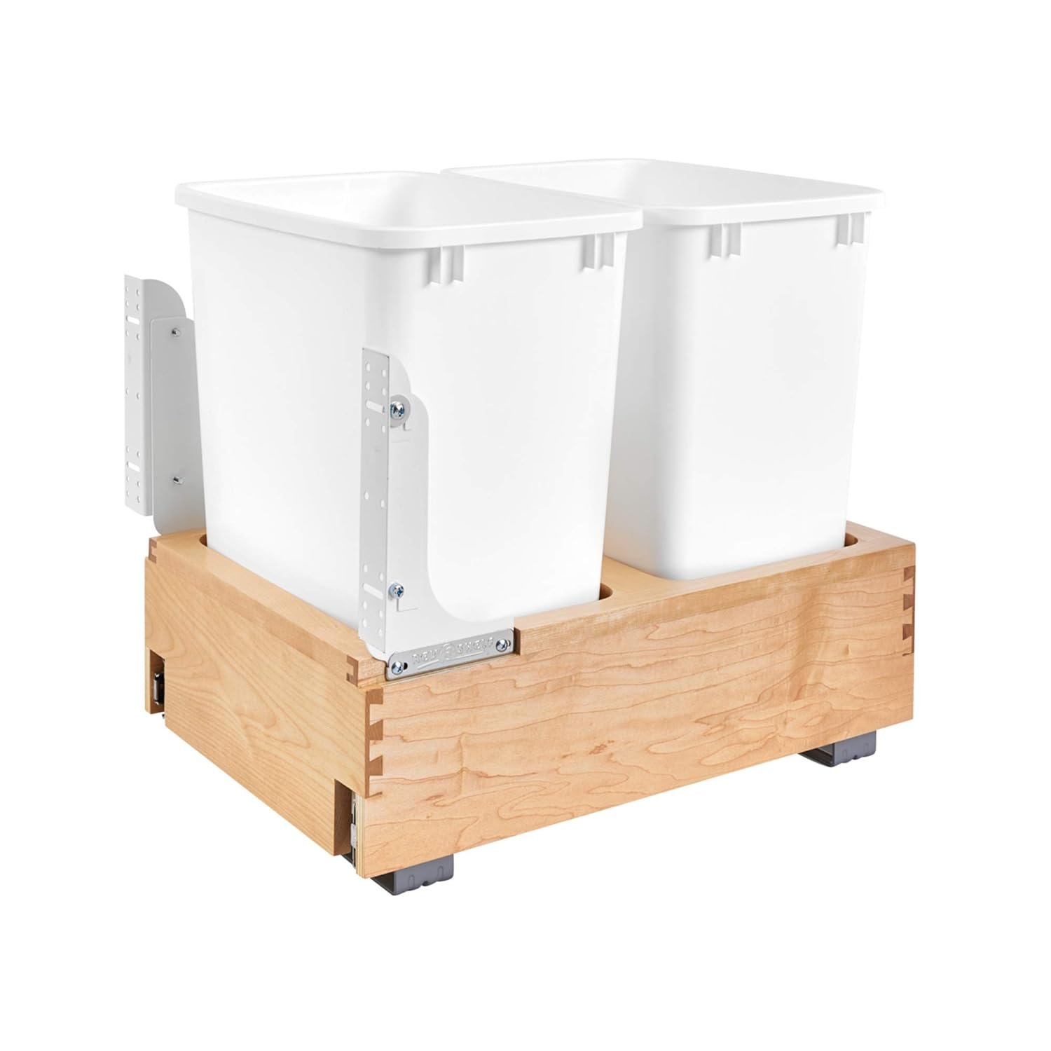 Rev-A-Shelf Double Pullout Trash Can w/Soft-Close Slides, 14.5″ Min Opening | Large Capacity Garbage/ Recycling Waste Bins for Under Kitchen Cabinets, Heavy Gauge Wire Construction, 4WC-18DM2