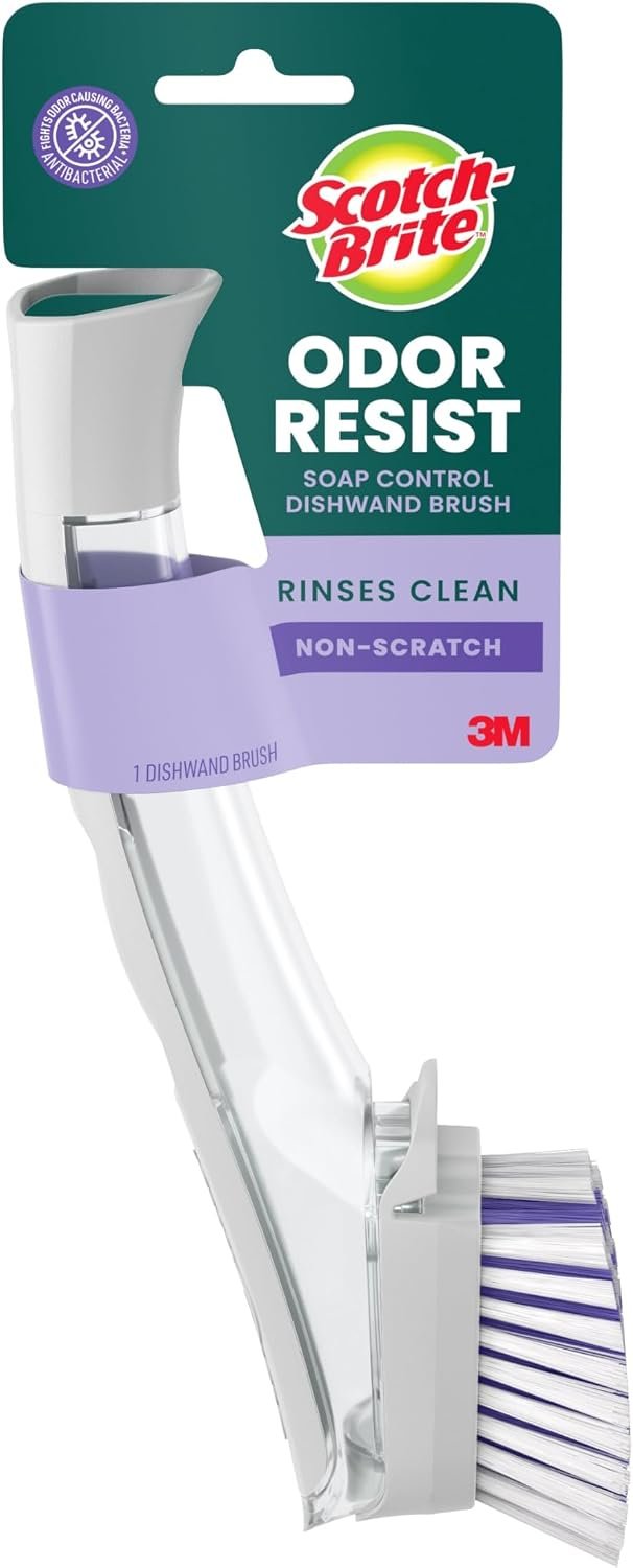 Scotch-Brite Odor Resist Soap Control Dishwand Brush, 1 Cleaning Dish Wand Brush, Precise Soap Control, Leak-Free Guarantee, Safe on Dishes, Nonstick Cookware, Tubs