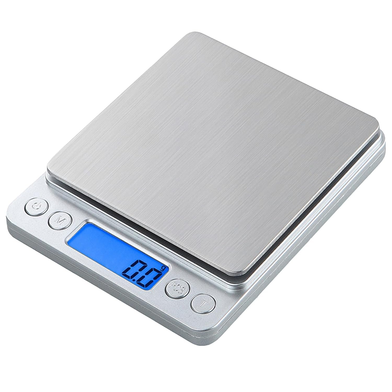 Small Digital Scale,3kg/0.1g,6.6lb,Kitchen Scale,Food Scale,with Blue Backlit LCD Display, 6 Units, Auto Off, Tare, PCS Function, Stainless Steel, Battery Included